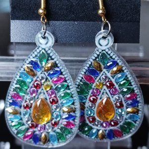 Handcrafted earrings mosaic teardrop